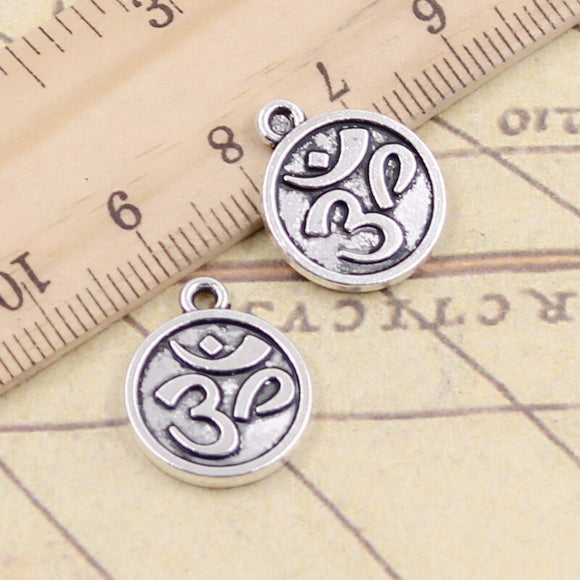 10pcs Charms Double Sided Yoga Om 18x15mm Tibetan Silver Color Pendants Antique Jewelry Making DIY Handmade Craft