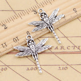 10pcs Charms Dragonfly 32x28mm Tibetan Silver Color Pendants Antique Jewelry Making EF3687