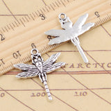 10pcs Charms Dragonfly 32x28mm Tibetan Silver Color Pendants Antique Jewelry Making EF3687