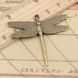 10pcs Charms Dragonfly 43x47mm Tibetan Bronze Silver Color Pendants Antique Jewelry Making DIY Handmade Craft Pendant