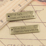 10pcs Charms Drive Safe I Need You Heart With Me 34x9mm Tibetan Silver Color Pendants Antique Jewelry Making DIY Handmade Craft EF3741
