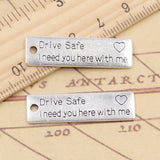 10pcs Charms Drive Safe I Need You Heart With Me 34x9mm Tibetan Silver Color Pendants Antique Jewelry Making DIY Handmade Craft EF3741