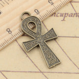 10pcs Charms Egyptian Ankh Life Symbol 38x21mm Tibetan Bronze Silver Color Pendants Antique Jewelry Making DIY Handmade Craft