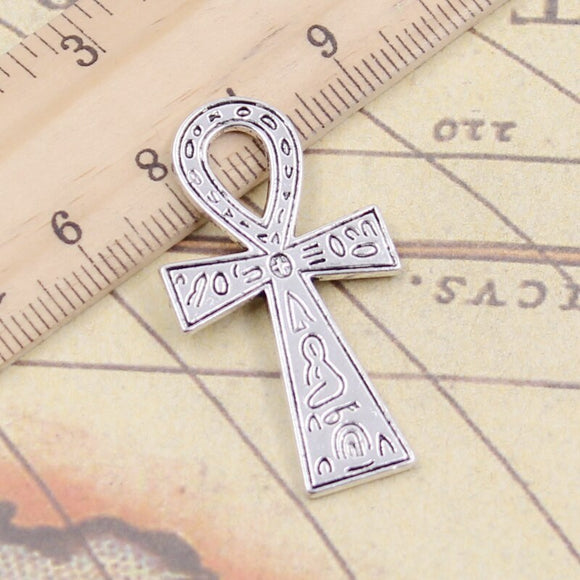 10pcs Charms Egyptian Ankh Life Symbol Anka Cross 39x21mm Tibetan Silver Color Pendants Antique Jewelry Making DIY Craft Pendant
