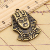 10pcs Charms Egyptian King Tut Tutankhamun 37x26mm Tibetan Bronze Silver Color Pendants Antique Making DIY Handmade Pendant