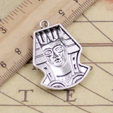 10pcs Charms Egyptian King Tut Tutankhamun 37x26mm Tibetan Bronze Silver Color Pendants Antique Making DIY Handmade Pendant