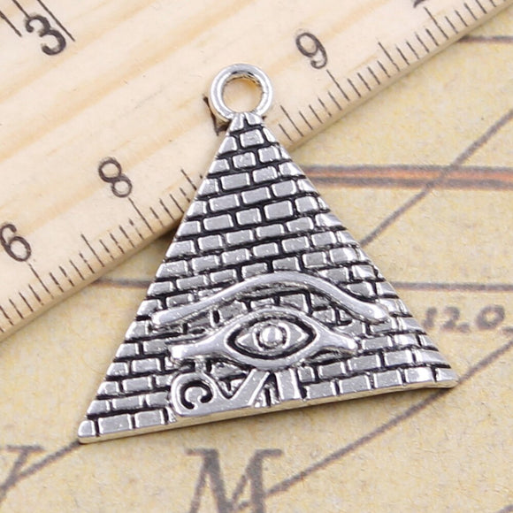 10pcs Charms Egyptian Pyramid Eye Of Horus 30x31mm Tibetan Silver Color Pendants Antique Jewelry Making DIY Handmade Craft