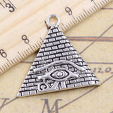 10pcs Charms Egyptian Pyramid Eye Of Horus 30x31mm Tibetan Silver Color Pendants Antique Jewelry Making DIY Handmade Craft