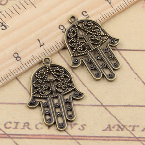10pcs Charms Fatima Hand Hamsa Palm Protection 30x22mm Tibetan Bronze Silver Color Pendants Antique Making DIY Handmade Craft