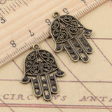 10pcs Charms Fatima Hand Hamsa Palm Protection 30x22mm Tibetan Bronze Silver Color Pendants Antique Making DIY Handmade Craft