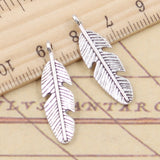 10pcs Charms Feather 28x8mm Tibetan Silver Color Pendants Antique Jewelry Making DIY Handmade Craft