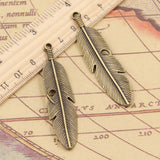 10pcs Charms Feather 59x16mm Tibetan Bronze DIY Retro Jewelry Bracelet Necklace Antique Bronze Pendant