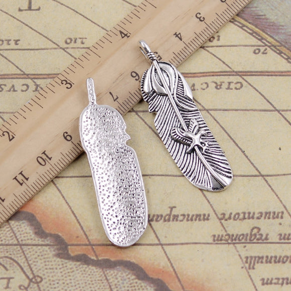 10pcs Charms Feather Eagle 56x15mm Tibetan Silver Color Pendants Antique Jewelry Making DIY Handmade Craft