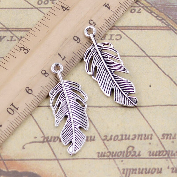 10pcs Charms Feather Leaf 40x16mm Tibetan Silver Color Pendants Antique Jewelry Making DIY Handmade Craft Pendant
