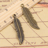 10pcs Charms Feathers Leaf 45mm Tibetan Bronze Silver Color Pendants Antique Jewelry Making DIY Handmade Craft