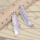 10pcs Charms Feathers Leaf 45mm Tibetan Bronze Silver Color Pendants Antique Jewelry Making DIY Handmade Craft