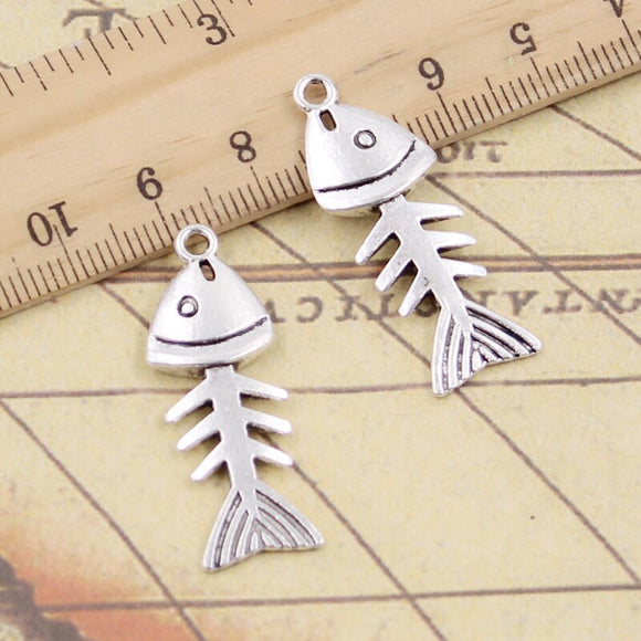 10pcs Charms Fish Bone 35x13mm Tibetan Silver Color Pendants Antique Jewelry Making DIY Handmade Craft