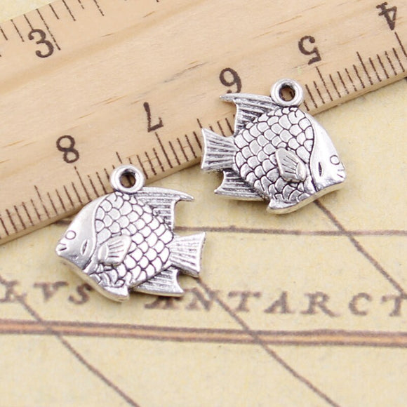 10pcs Charms Fish Goldfish 16x17mm Tibetan Silver Color Pendants Antique Jewelry Making DIY Handmade Craft Pendant H0039