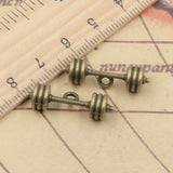 10pcs Charms Fitness Equipment Barbell 25x7x7mm Tibetan Bronze Silver Color Pendants Antique Making DIY Handmade Craft Pendant