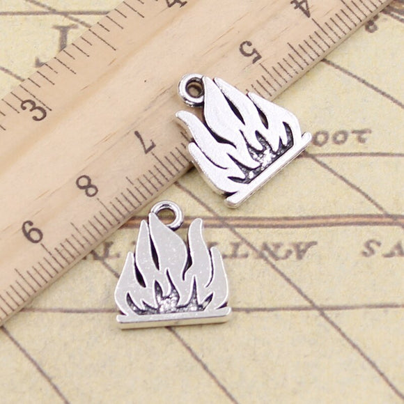 10pcs Charms Flames Fire 15x18mm Tibetan Silver Color Pendants Antique Jewelry Making DIY Handmade Craft EF3736