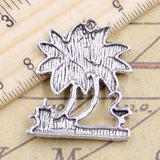 10pcs Charms Flamingo Crane Oconut Tree 34x28mm Tibetan Silver Color Pendants Antique Jewelry Making DIY Handmade Craft