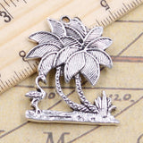 10pcs Charms Flamingo Crane Oconut Tree 34x28mm Tibetan Silver Color Pendants Antique Jewelry Making DIY Handmade Craft