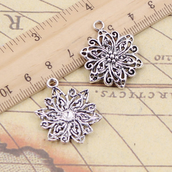 10pcs Charms Flower 31x24mm Tibetan Silver Color Pendants Antique Jewelry Making DIY Handmade Craft Pendant