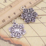 10pcs Charms Flower 32x24mm Tibetan Bronze Silver Color Pendants Antique Jewelry Making DIY Handmade Craft