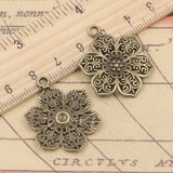 10pcs Charms Flower 32x24mm Tibetan Bronze Silver Color Pendants Antique Jewelry Making DIY Handmade Craft