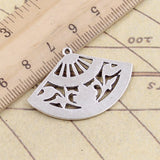 10pcs Charms Flower Fan 25x36mm Tibetan Silver Color Pendants Antique Jewelry Making DIY Handmade Craft Pendant