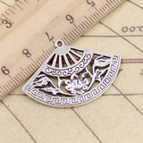 10pcs Charms Flower Fan 25x36mm Tibetan Silver Color Pendants Antique Jewelry Making DIY Handmade Craft Pendant
