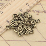 10pcs Charms Flower Link Connector 39x28mm Tibetan Bronze Silver Color Pendants Antique Jewelry Making DIY Handmade Craft
