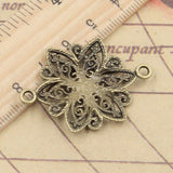 10pcs Charms Flower Link Connector 39x28mm Tibetan Bronze Silver Color Pendants Antique Jewelry Making DIY Handmade Craft
