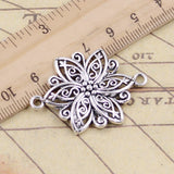10pcs Charms Flower Link Connector 39x28mm Tibetan Bronze Silver Color Pendants Antique Jewelry Making DIY Handmade Craft