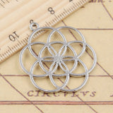 10pcs Charms Flower Of Life Yoga 37x32mm Tibetan Silver Color Pendants Antique Jewelry Making DIY Handmade Craft