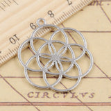 10pcs Charms Flower Of Life Yoga 37x32mm Tibetan Silver Color Pendants Antique Jewelry Making DIY Handmade Craft