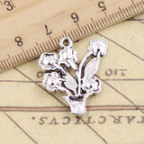 10pcs Charms Flower Pot 28x25mm Tibetan Silver Color Pendants Antique Jewelry Making DIY Handmade Craft