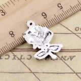 10pcs Charms Flower Rose 25x17mm Tibetan Silver Color Pendants Antique Jewelry Making DIY Handmade Craft