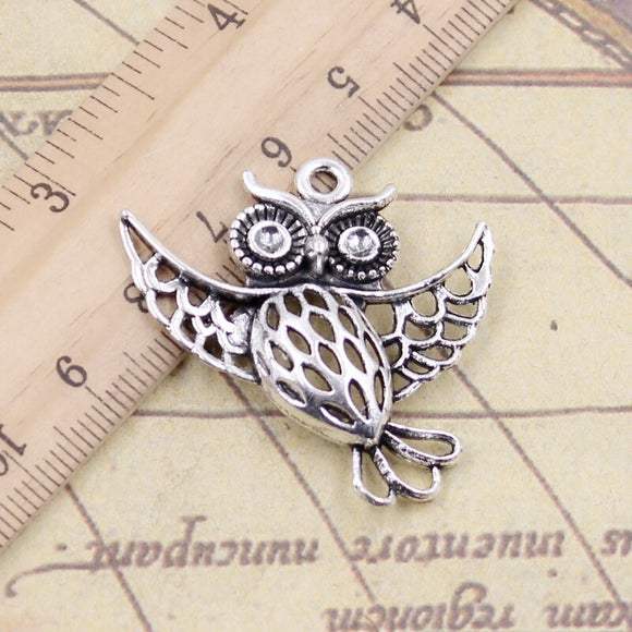 10pcs Charms Flying Owl 36x35mm Tibetan Silver Color Pendants Antique Jewelry Making DIY Handmade Craft