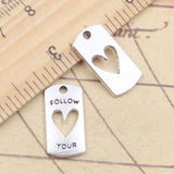 10pcs Charms Follow Your Heart 20x10mm Tibetan Silver Color Pendants Antique Jewelry Making DIY Handmade Craft