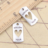 10pcs Charms Follow Your Heart 20x10mm Tibetan Silver Color Pendants Antique Jewelry Making DIY Handmade Craft