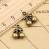 10pcs Charms Fruit Cherry 14x11mm Tibetan Bronze Silver Color Pendants Antique Jewelry Making DIY Handmade Craft