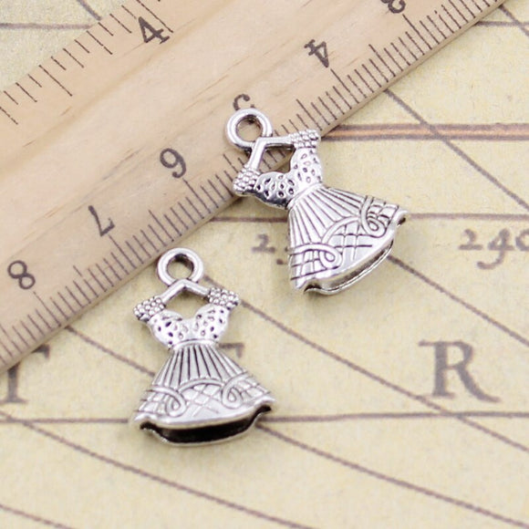 10pcs Charms Full Dress Ballet Skirt 22x15mm Tibetan Silver Color Pendants Antique Jewelry Making DIY Handmade Craft