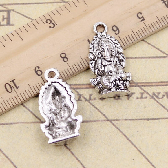 10pcs Charms Ganesha elephant buddha 26x14mm Tibetan Bronze Silver Color Pendants Antique Jewelry Making DIY Handmade Craft