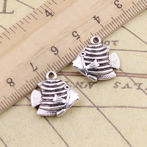 10pcs Charms Goldfish Fish 18x18mm Tibetan Silver Color Pendants Antique Jewelry Making DIY Handmade Craft