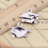 10pcs Charms Graduation Bachelor Cap 20x25mm Tibetan Silver Color Pendants Antique Jewelry EF3607
