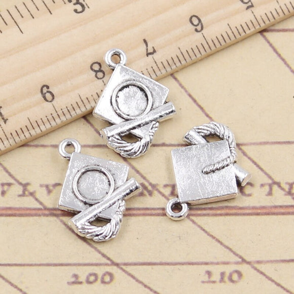 10pcs Charms Graduation Hat Bachelor Cap 20x14mm Tibetan Silver Color Pendants Antique Jewelry Making DIY Handmade Craft