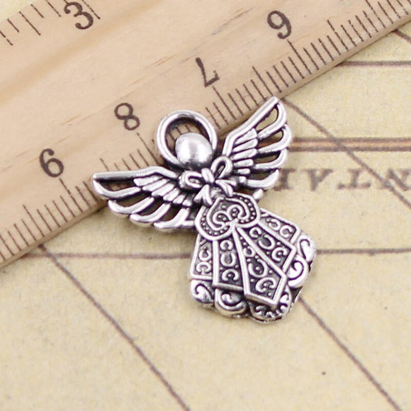 10pcs Charms Guardian Angel 26x23mm Tibetan Bronze Silver Color Pendants Antique Jewelry Making DIY Handmade Craft