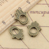 10pcs Charms Hamsa Hand Bead 16x13mm Tibetan Bronze Silver Color Pendants Antique Jewelry Making DIY Handmade Craft