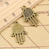 10pcs Charms Hamsa Palm Fatima Hand Protection 24x15mm Tibetan Bronze Silver Color Pendants Antique Jewelry Making DIY Craft